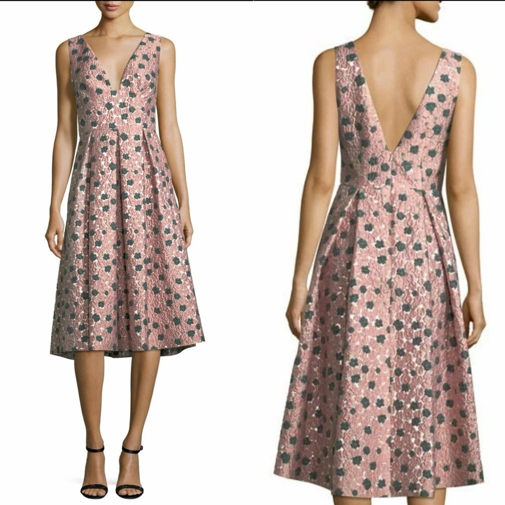 Lela Rose sleeveless floral fil coupe A-line dress size 12